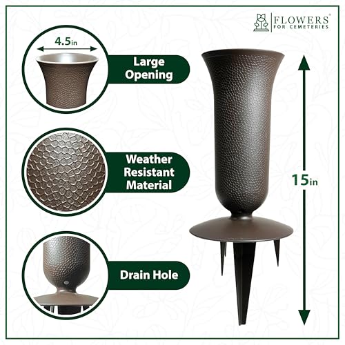 Product: Sympathy Silks Artificial Cemetery Flowers - Gravesite Flowers - Gold Topper Christmas Tree w Holly and Presents - (1) Tree (1) Cemetery Vase