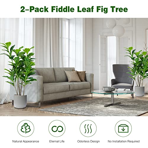 Product: Goplus 2-Pack 51'' Tall Fake Fiddle Leaf Fig Trees - Lush Artificial Greenery for Home & Office Decor