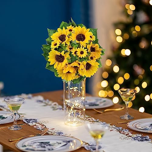 Product: BLOSMON Sunflowers Artificial Flowers Centerpieces - 6 Pcs Fake Yellow Sunflower Flowers Ball Center Piece Decoration for Wedding Table Silk Kissing Floral Arrangements for Home Party Event DIY Decor