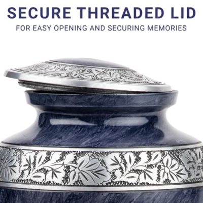Product: INTAJ Cloud Purple Aluminum Cremation Urn for Human Ashes - Adult 200 lbs Capacity, Threaded Lid Metal Funeral Urn - Decorative Memorial Urns for Burial or Niche, Secure & Lightweight Casket Jar