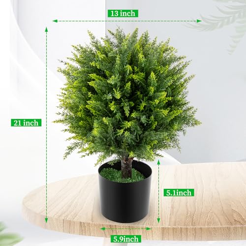 Product: Artificial Topiary Ball Tree 21" Tall - UV Resistant Faux Bush for Outdoor & Indoor Decor | Easy Care, No Assembly Required | Perfect for Porch, Garden, Living Room(Set of 2)