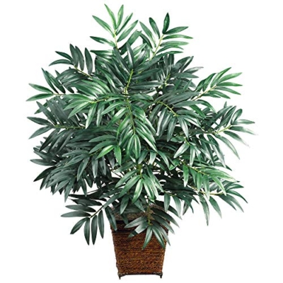 Product: Nearly Natural Bamboo Palm with Wicker Basket Silk Plant