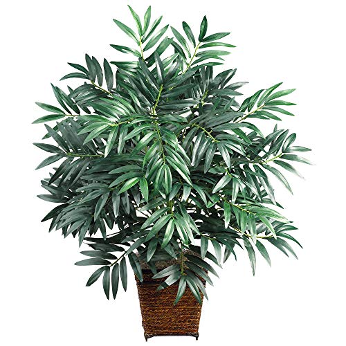 Product: Nearly Natural Bamboo Palm with Wicker Basket Silk Plant