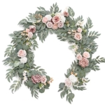 Product: Ling's Moment Flower Garland - 6FT Eucalyptus & Rose - Pink Sweetheart Table Decor for Wedding Reception, Artificial Floral Garland for Mantle, Thanksgiving, Christmas Decoration, Dusty Rose