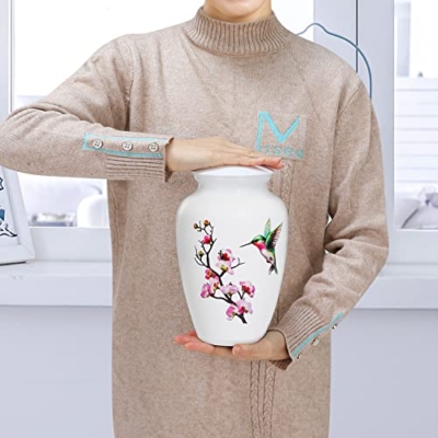Product: ICOKEE Hummingbird Cremation Urn - Large White Decorative Urn for Adult Ashes - Up to 200 Lbs Capacity