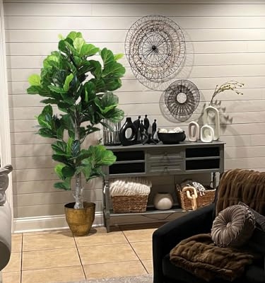 Product: Aveyas 6ft Artificial Fiddle Leaf Fig Tree for Home Decor, 6 Feet Large Faux Plant Fake Ficus lyrata Silk Trees with Pot for Indoor Outdoor House Living Room Office (6 ft Tall)