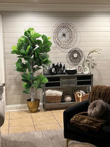 Product: Aveyas 6ft Artificial Fiddle Leaf Fig Tree for Home Decor, 6 Feet Large Faux Plant Fake Ficus lyrata Silk Trees with Pot for Indoor Outdoor House Living Room Office (6 ft Tall)
