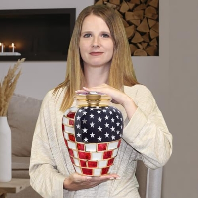 Product: Trupoint Memorials Cremation Urns for Human Ashes, Military and Patriotic Decorative Burial Urn for Veteran Adult Men and Women, Large Bronze