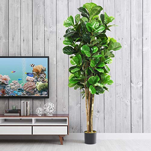 Product: FANTASK 6FT Artificial Fake Fig Tree Greenery Plants in Nursery Pot, Decorative Indoor & Outdoor Fiddle Leaf Trees for Home Office Lobby