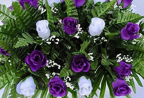 Product: Purple and White Rose Cemetery Saddle for Grave Decoration for Mother's Day