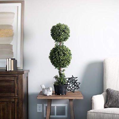 Product: Vickerman Everyday 3 Foot Tall Artificial Boxwood Topiary Double Ball Tree - UV Resistant Indoor Outdoor - Potted Natural Green - Home Patio Faux Decor