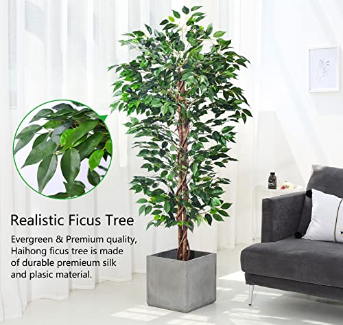 Product: HAIHONG Artificial Ficus Tree 5FT Faux Silk Plants with Sturdy Plastic Nursery Pot,Fake Ficus Trees for Home Office Farmhouse Indoor Outdoor Decor Perfect Housewarming Gift (5FT-1Pack)