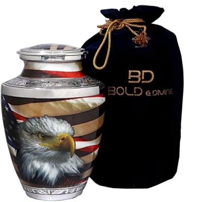 Product: Bold & Divine American Flag Patriotic and Veteran Cremation Urns for Human Ashes Adult Male | Funeral Decorative Urn for Men, Police Dog K9, Army Firefighter