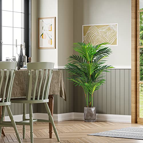 Product: VIAGDO Artificial Areca Palm Tree 4ft Tall Fake Palm Tree Decor with 12 Trunks Faux Tropical Palm Silk Plant Potted Dypsis Lutescens Plants for Modern Home Office Floor Corner Decor Indoor, 2 Pack