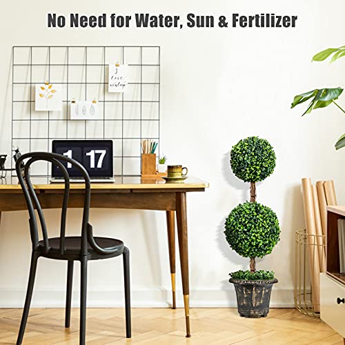 Silky Flower Store Artificial Boxwood Topiary Tree, Faux Greenery Ball Tree, PE Leaves, Cement Filled Pot, Indoor Outdoor Decor, 3 Ft 7 7 Product: Goplus 3 Ft Artificial Boxwood Topiary Tree, Fake Greenery Plants Ball Tree, Leaves & Cement-Filled Plastic Flower Pot Decorative Trees for Home Office Indoor Outdoor