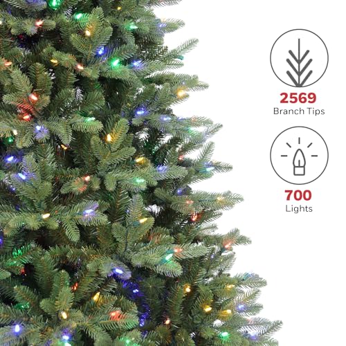 Product: Honeywell 7.5 ft Pre-Lit Artificial Christmas Tree, Regal Fir Xmas Tree with 700 Color Changing LED, 2569 PE/PVC Tips, Tree Top Connector, Entire Tree UL Certified