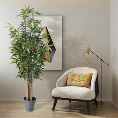 Product: Generic 6 ft Artificial Bamboo Tree Greenery Plants Decor in Pot for Indoor Home Office Decoration 71 inch