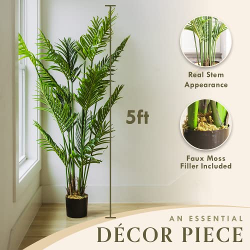 Product: Artificial Palm Tree, Faux Plants for Home Decor Indoor, Fake Plants Tall for Office, Artificial Palm Plant & Large Plants for Living Room Decor, Faux Plants Indoor Artificial Tropical Plants - 5 Feet