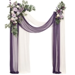 Product: Ling's Moment Purple Lilac Artificial Wedding Arch Flowers Kit Pack of 4, 2pcs Hanging Flower Arrangement 2pcs Chiffon Drapes Ceremony Reception Fake Rose Arbor Backdrop Floral Party Outdoor Decor