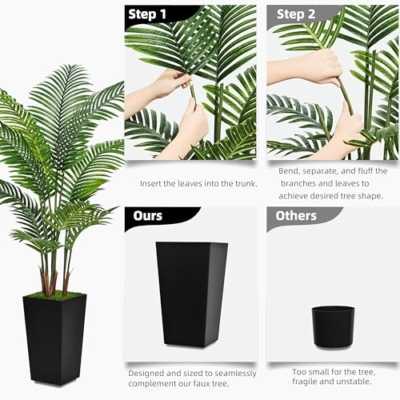 Silky Flower Store Artificial Palm Tree with White Tall Planter, Faux Areca Floor Plant, 5FT 11 11 Product: ASTIDY Artificial Palm Tree 5FT - Fake Tree with White Tall Planter - Faux Tropical Areca Floor Plant in Pot - Artificial Silk Plant for Home Office Living Room Decor Indoor
