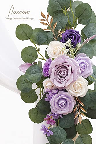 Silky Flower Store Artificial Lilac Lavender Purple Floral Swag Kit, Wedding Ceremony Arbor Drapes Backdrop, Pack of 4, 32.5cm 3 3 Product: Floroom Arch Flowers with Drapes Kit (Pack of 4) - 2pcs Artificial Lilac Lavender Purple Floral Swag Arrangement with 2pcs Draping Fabric for Wedding Ceremony Arbor and Reception Backdrop Decoration