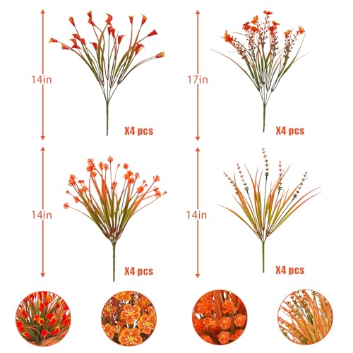 Silky Flower Store UV Resistant Faux Fall Flowers, Autumn Orange Daisy Eucalyptus Lavender Greenery, Outdoor Porch Patio Decor, 64 Pcs সেট 1 1 Product: Ruidazon 64 Pcs Outdoor Fall Flowers UV Resistant Faux Fall Plants with Fall Daisy Eucalyptus Lavender Artificial Autumn Flowers Greenery for Outside Home Porch Patio Thanksgiving Decoration