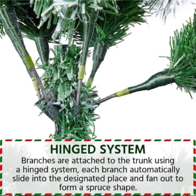Product: Yaheetech 7.5ft Pre-lit Artificial Christmas Tree W/Incandescent Warm White Lights, Snow Flocked Full Prelighted Xmas Tree W/1284 Branch Tips, 550 Incandescent Lights & Foldable Stand, Green & White