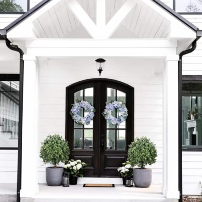 Silky Flower Store Artificial Boxwood Topiary Ball Trees, Outdoor Fall Decor Faux Shrubs, UV Resistant 2 Pack, 23in x 13in 12 12 Product: UNADRA 2-Pack Outdoor Fall Decor: Artificial Topiaries & Faux Boxwood Ball Trees for Front Porch - 23" Tall, 13" Diameter