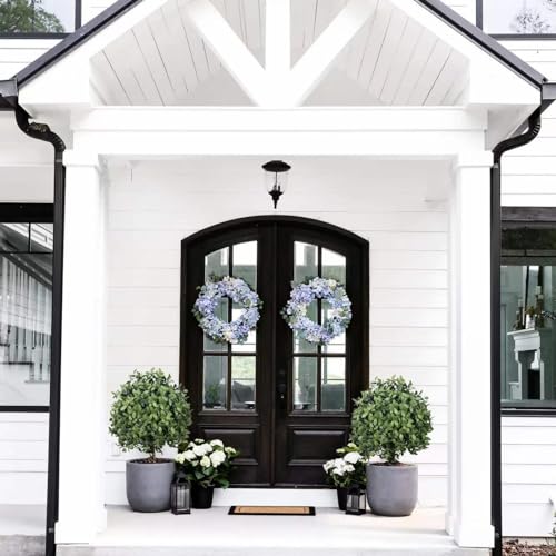Silky Flower Store Artificial Boxwood Topiary Ball Trees, Outdoor Fall Decor Faux Shrubs, UV Resistant 2 Pack, 23in x 13in 4 4 Product: UNADRA 2-Pack Outdoor Fall Decor: Artificial Topiaries & Faux Boxwood Ball Trees for Front Porch - 23" Tall, 13" Diameter