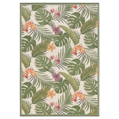 Product: Couristan Dolce Flowering Fern Ivory-Hunter Green Indoor/Outdoor Area Rug, 5'3" x 7'6"