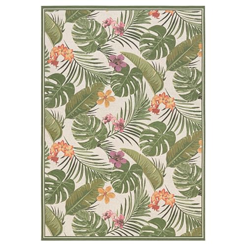 Product: Couristan Dolce Flowering Fern Ivory-Hunter Green Indoor/Outdoor Area Rug, 5'3" x 7'6"
