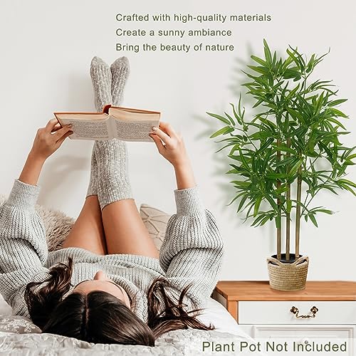 Product: SOFTFLAME 3ft Bamboo Artificial Tree, Faux Bamboo Plant, Artificial Plant with 3 Trunks, Ideal for Home Office Indoor Decoration