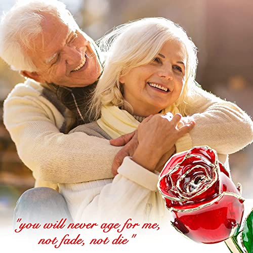 Product: 24k Gold Dipped Real Rose, for Mom, Forever 24k Rose with Crystal Stand, Best Handmade Gifts for Women Wife Mom on Valentines Birthday Anniversary Mother's Day -Red