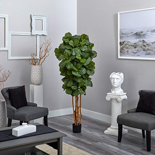 Product: Nearly Natural 6ft Fiddle Leaf Fig Artificial Tree with 6 Natural Trunks, 270 Lush Green Leaves