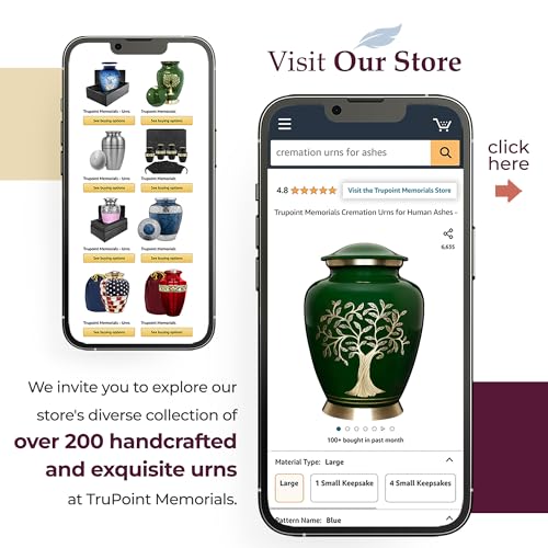 Product: Trupoint Memorials Cremation Urns for Human Ashes, Tree of Life Decorative Burial Urn for Adult Men and Women, Large Dark Green