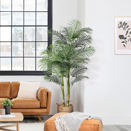 Silky Flower Store Artificial Golden Cane Palm Tree, 6FT Dense Lifelike Faux Indoor Plant, Home Office Apartment Decor, 6FT 6 6 Product: Kazeila Artificial Plants Indoor - 6FT Fake Golden Cane Palm Tree with Dense Lifelike Foliage - Perfect for Home, Office & Apartment Decor