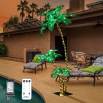 Product: Lighted Palm Tree 7FT 3FT 2FT Artificial Palm Tree Decor for Outdoor 218 LED Light up Fake Tree for Indoor Outside Patio Hawaiian Tiki Bar Decoration