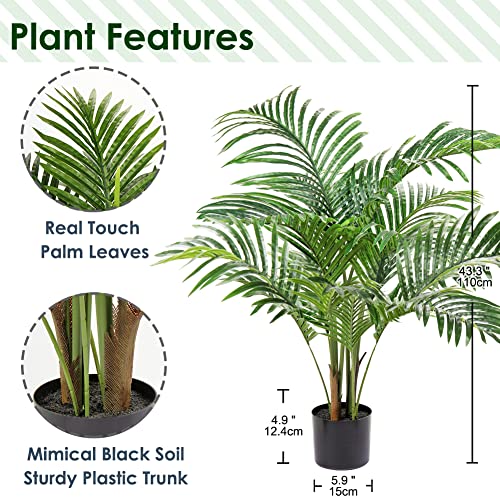 Product: Artificial Palm Silk Tree Plant 4ft Fake Tropical Bonsai Plants 48 Inch with Black Plastic Pot for Outdoor Indoor Home Office Decorations, 2 Pack