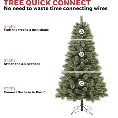 Product: Honeywell 6.5 ft Pre-Lit Christmas Tree, Frances Cashmere Artificial Christmas Tree with 250 Color Changing LED Lights, Xmas Tree with 811 PVC/Cashmere Tips, Tree Top Connector, UL Certified