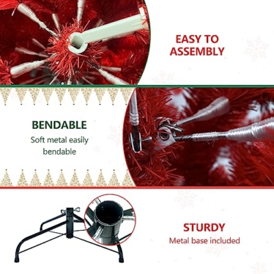 Silky Flower Store 7FT Artificial Full Christmas Tree, Unlit Faux Red Christmas Tree, 1066 Branch Tips, 40in Diameter, 7FT 8 8 Product: Maylaviu 7FT Artificial Full Christmas Tree, Unlit - Faux Red Christmas Tree for Front Door, Porch, Entryway Xmas Home Decorations - Fake Xmas Tree with 1066 Branch Tips