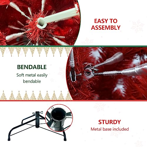 Silky Flower Store 7FT Artificial Full Christmas Tree, Unlit Faux Red Christmas Tree, 1066 Branch Tips, 40in Diameter, 7FT 1 1 Product: Maylaviu 7FT Artificial Full Christmas Tree, Unlit - Faux Red Christmas Tree for Front Door, Porch, Entryway Xmas Home Decorations - Fake Xmas Tree with 1066 Branch Tips