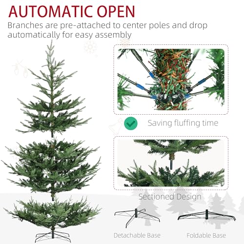 Silky Flower Store HOMCOM Artificial Christmas Tree, 9 Foot Pine Hinged Tree, 1939 Branches, Steel Base, Auto Open, Green 9ft 5 5 Product: HOMCOM 9 Foot Artificial Christmas Tree, Pine Hinged Xmas Tree with 1939 Realistic Branches, Steel Base, Auto Open, Green