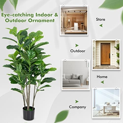 Product: BestComfort 4.6ft Artificial Fiddle Leaf Fig Tree Set of 2, Fake Ficus Pandurate Plant in Pots for Indoor Outdoor, Faux Ficus Lyrata Plant for Home Office Modern Decoration Housewarming Gift