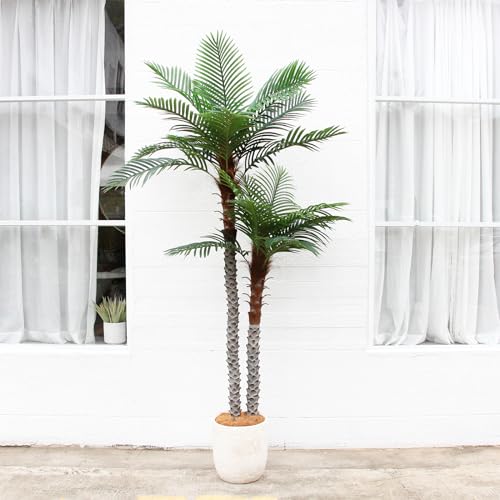 Product: Nafresh 8ft Tall UV Resistant Faux Palm Tree, 96in Artificial Palm Tree Indoor Outdoor, Fake Tree with Real Bark and Realistic Leaves and for Home House Office Living Room Yard Patio.