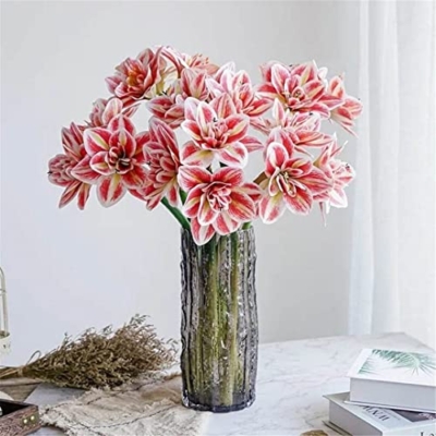 Product: Dntum Artificial Flowers,Spring Decorations, Artificial Amaryllis FlowerHome Table Wedding Decoration PU Fake Flowers