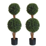 Product: OAZALDA Lifelike Indoor&Outdoor use 3Ft Boxwood Double Ball Topiary Trees Faux Topiary Tree for Porch,Home,Garden Decor(Set of 2)