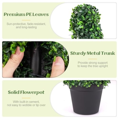 Product: Goplus 4FT Pre-Lit Artificial Spiral Boxwood Topiary Tree, 2 Pack 47” Tall Faux Potted Fake Greenery Plants w/ 100 LED Lights, Nursery Pot, Indoor Outdoor Home Front Porch Holiday Decoration