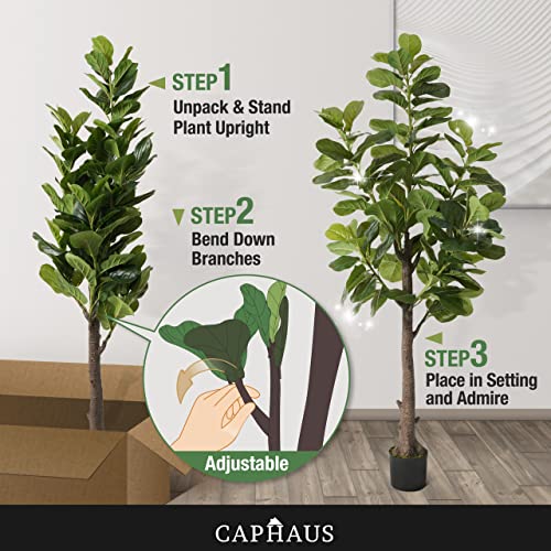 Product: CAPHAUS 6/7 Feet Artificial Fiddle Leaf Fig Tree in Pot - Perfect Faux Plant for Home, Office & Housewarming Gifts