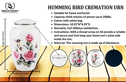 Product: Pink Rose - Humming Bird Adult Cremation Urns for Human Ashes - Decorative Urn,ERN for Human Ashes Female & Male,Urns for Ashes Men & Women,Funeral Urn (Pink Rose, Adult)