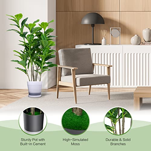 Product: Goplus 2-Pack 51'' Tall Fake Fiddle Leaf Fig Trees - Lush Artificial Greenery for Home & Office Decor